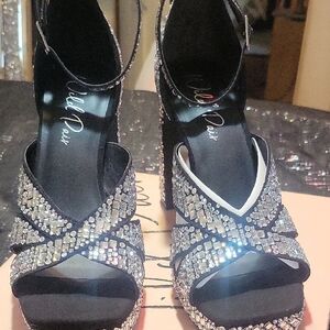 Brand New Wild Pair Black Rhinestone Women's Heels